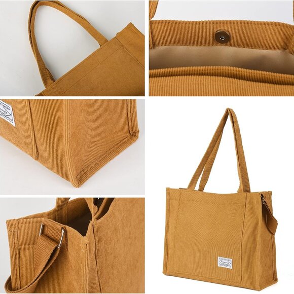 Tote Bag for Women Corduroy Crossbody Tote Bag Purse Women Travel Shoulder Bags - Picture 3 of 9